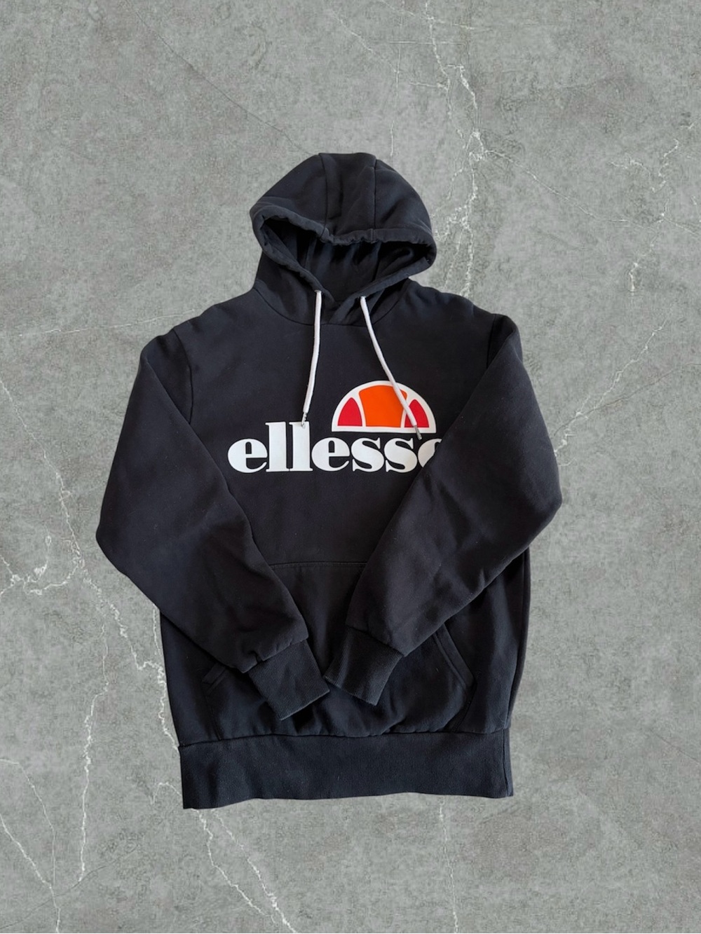 Ellesse Black Hoodie with Orange & Red Logo